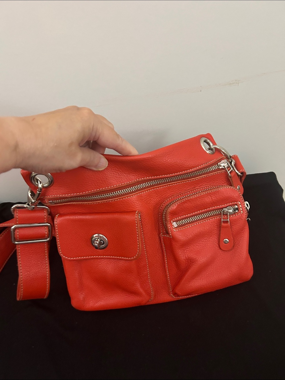 Roots Red Leather Crossbody Bag - Picture 3 of 12